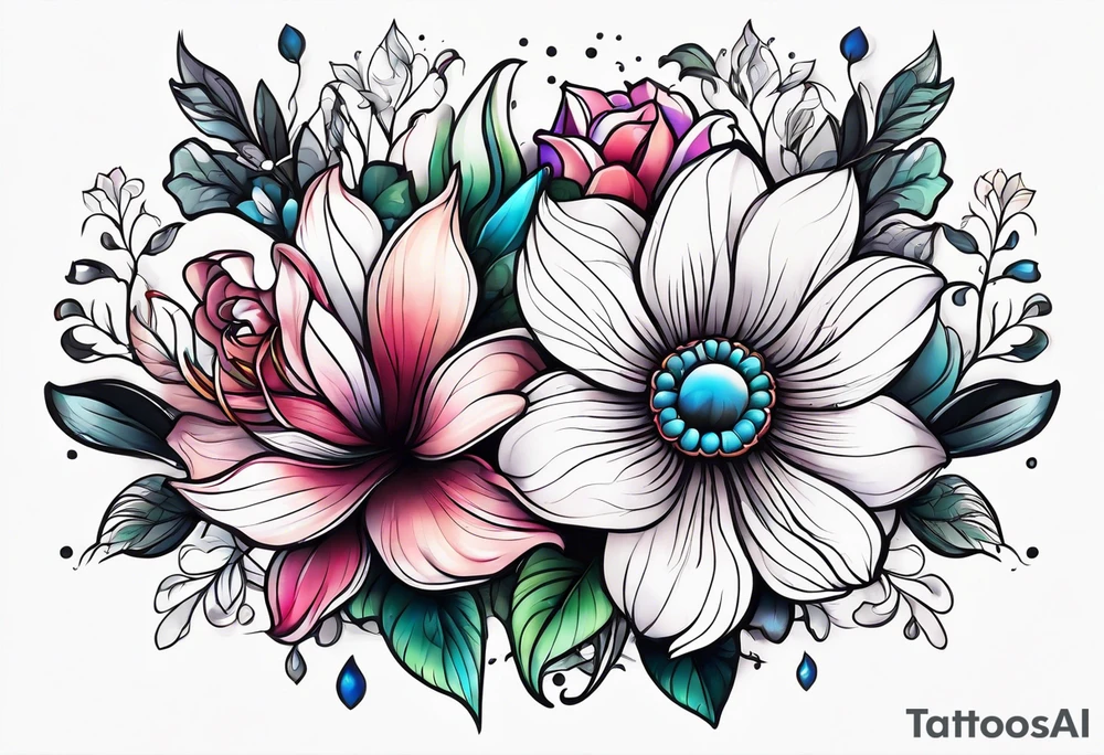 animal , flower tattoo idea