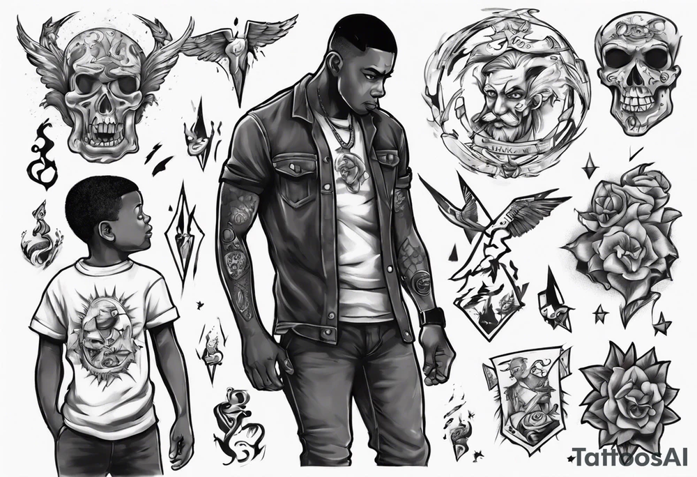 Black son who looks up to his dad tattoo idea