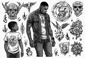 Black son who looks up to his dad tattoo idea