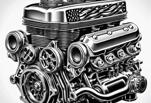 american flag engine pistons tattoo idea