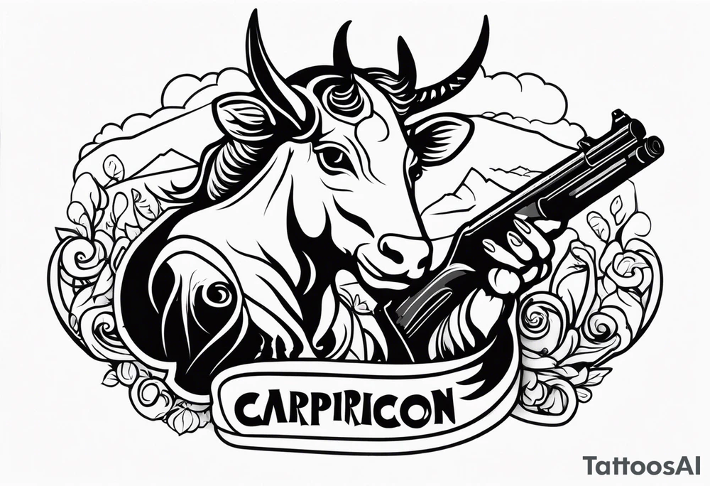 capricorn with sunglasses and a shotgun tattoo idea