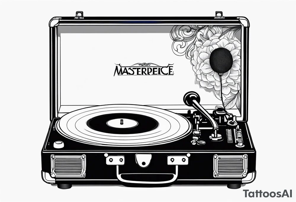 Recordplayer finline art minimalistic 2D tattoo idea