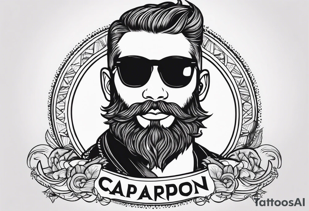 capricorn with beard and sunglasses tattoo idea