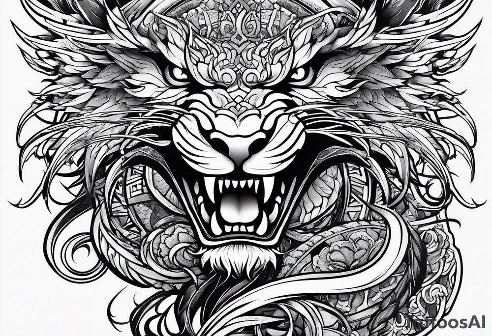 Weiblicher drachenkopf tattoo idea