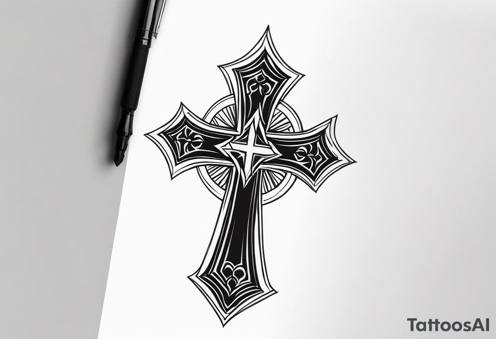 cross by caveman tattoo idea