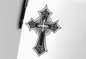 cross by caveman tattoo idea