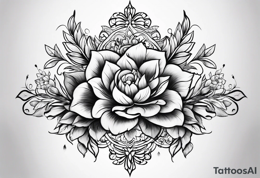 ornaments of flowers tattoo idea