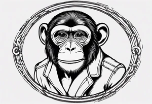 Create a monkey icon on a small disconnected circle tattoo idea