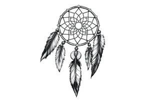 dreamcatcher with feathers, authentic tattoo idea