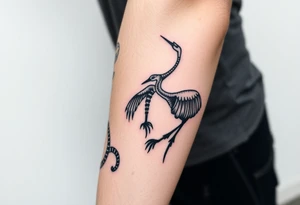 A snake and crane tattoo idea