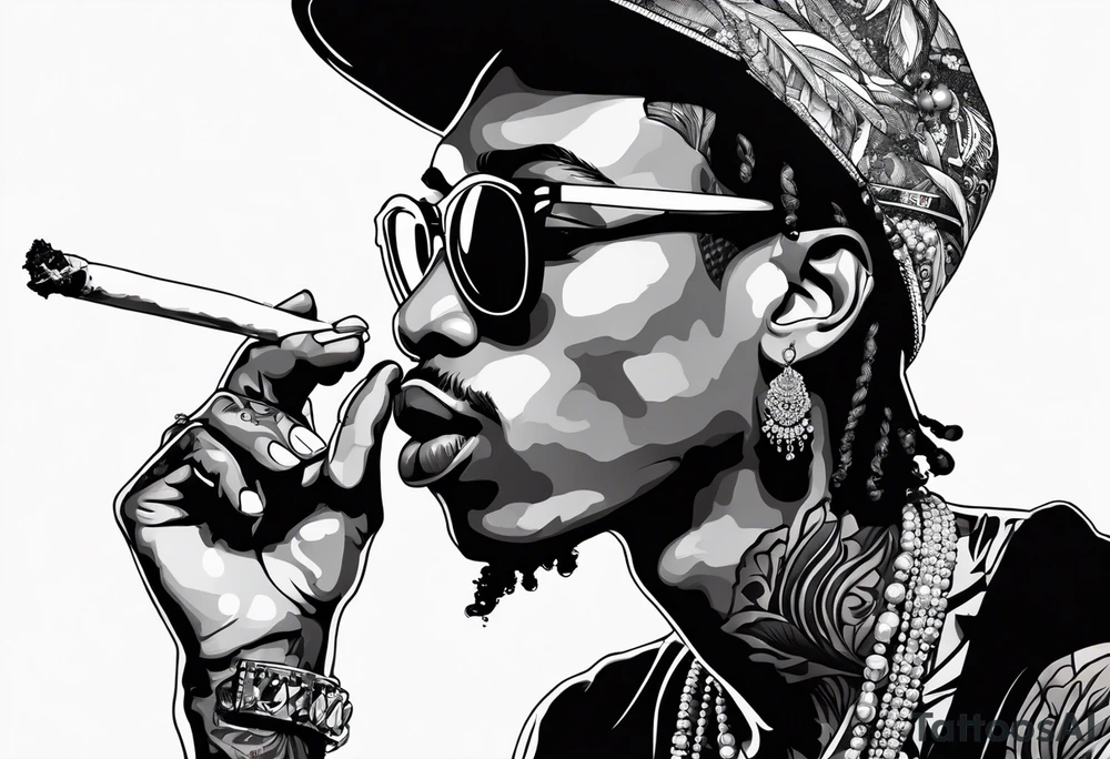 Wiz Khalifa smoking a joint tattoo idea