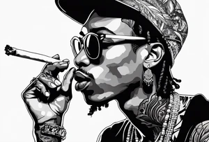 Wiz Khalifa smoking a joint tattoo idea