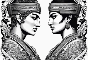 Alexander the Great & Cleopatra back to back just the head tattoo idea