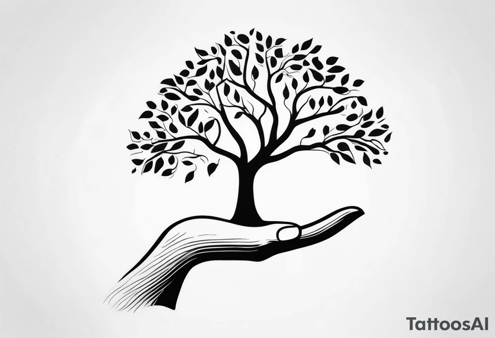 tree in the shape of a hand tattoo idea