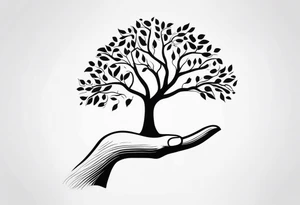 tree in the shape of a hand tattoo idea