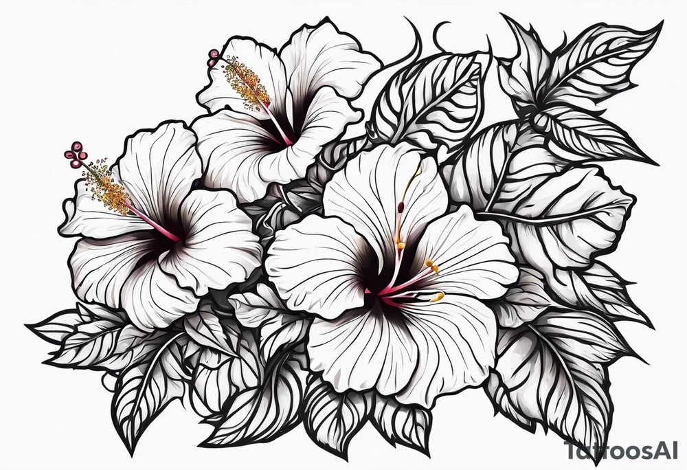 Vines With Hibiscus Flower tattoo idea