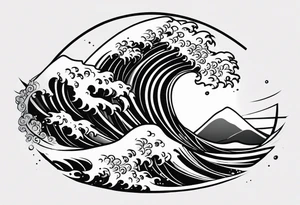 simple wave for outside forearm tattoo idea