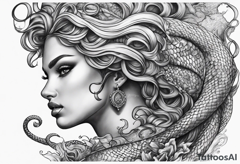 Medusa mermaid sleeve tattoo idea