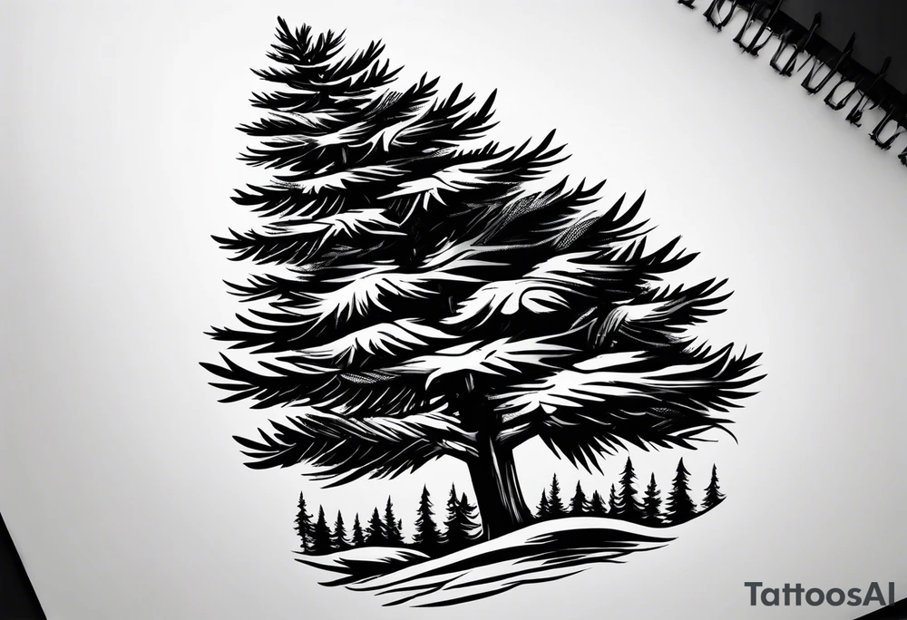 pine tree with no leaves tattoo idea