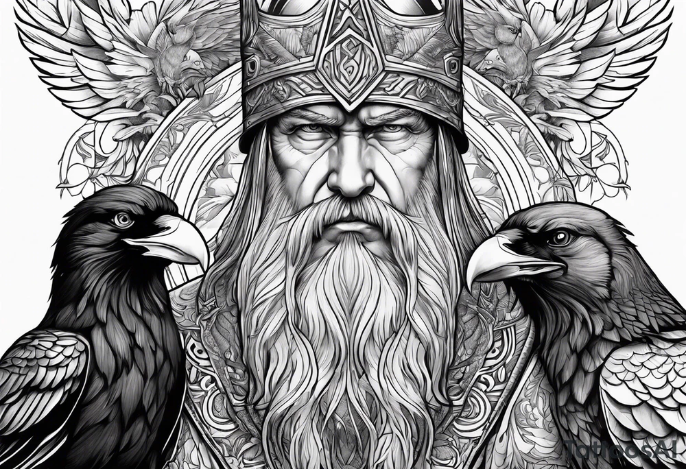 Odin with 2 crow tattoo idea