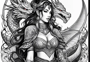 warriors princess with dragon partner tattoo idea