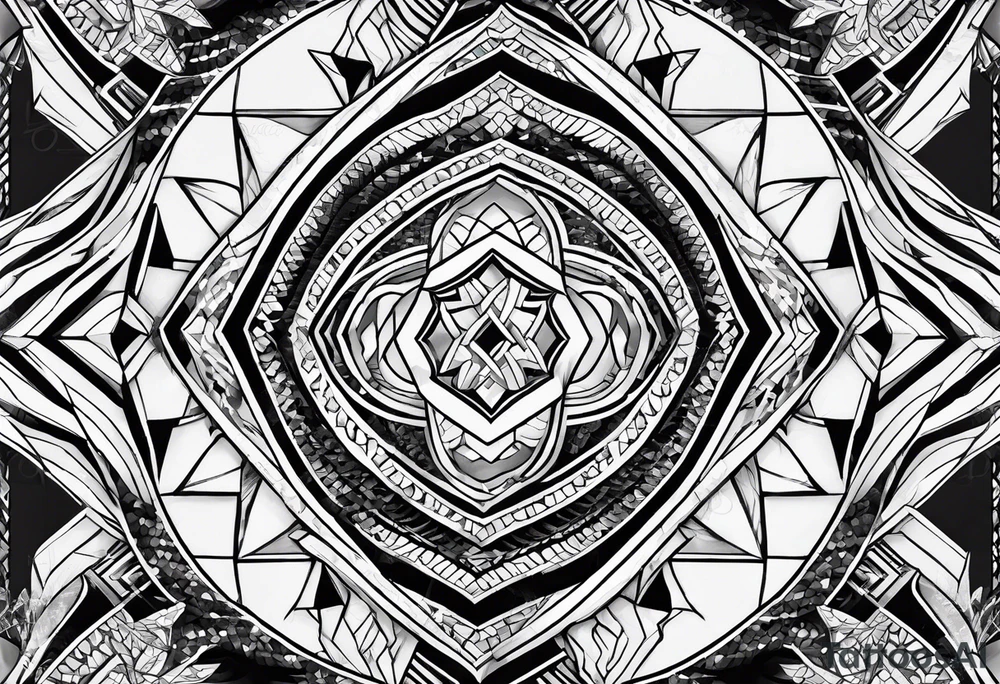 Diamond pattern shapes with snake scale tattoo idea