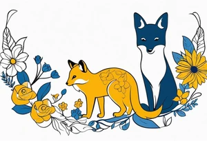 It will be a matching tattoo for 4 women. Our favorite flowers are yellow roses, lillies, blue daisies, and dahlias. Our favorite animals are koala, cat, turtle, and fox. tattoo idea