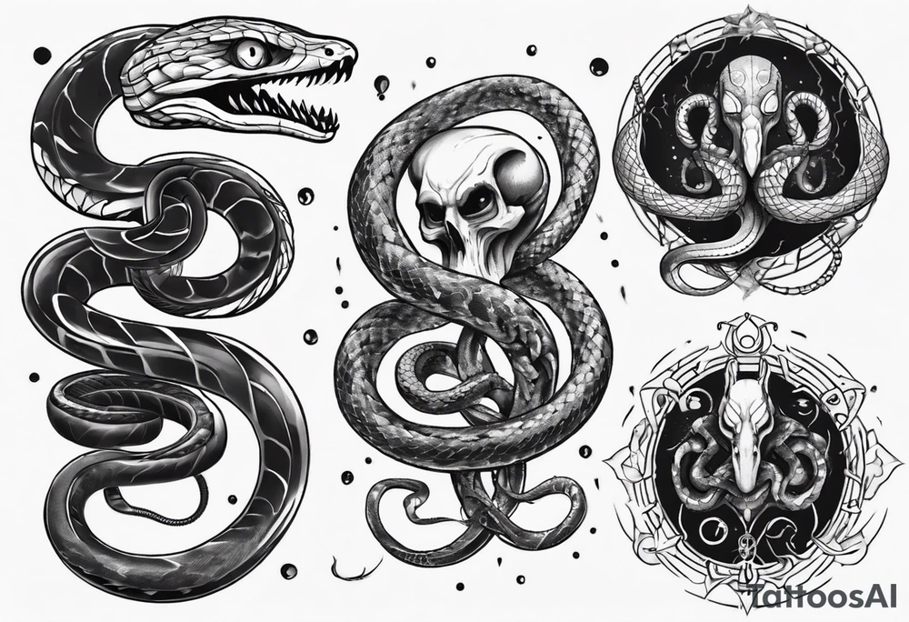 snake on lovecraft theme tattoo idea