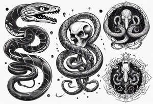 snake on lovecraft theme tattoo idea