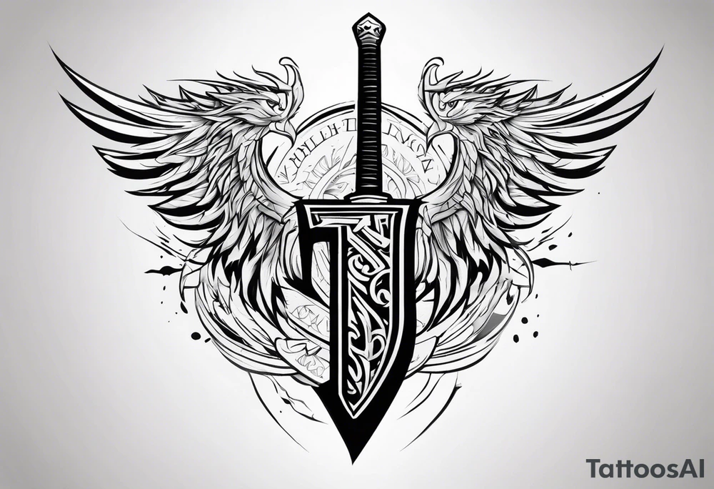 Valhalla sword shield lightning tattoo idea