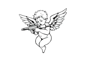 cherub with machine gun tattoo idea