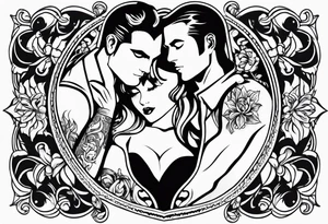 necklace heart locket with a male and female shadow hugging tattoo idea