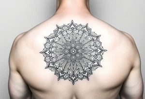 intricate mandala with sacred geometry and cosmic elements tattoo idea