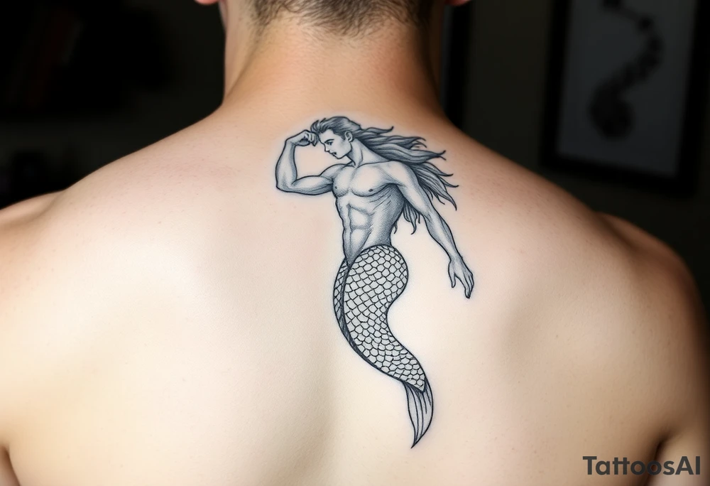 ethereal merman tattoo idea