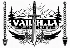 Valhalla sword  fire chains family tattoo idea
