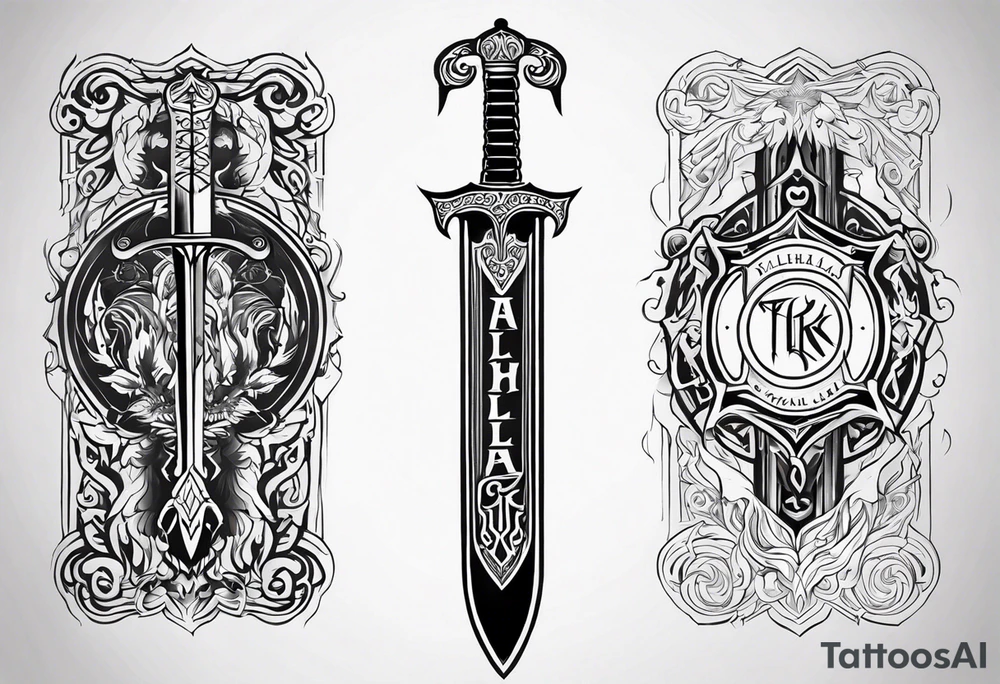 Valhalla sword fire tattoo idea