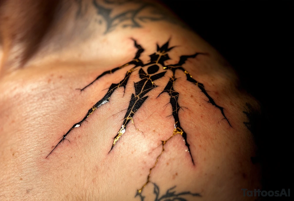 Vintage 30.04.1965 etched in bold brown ink with faded gold cracks for an aged effect. tattoo idea