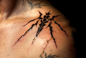 Vintage 30.04.1965 etched in bold brown ink with faded gold cracks for an aged effect. tattoo idea