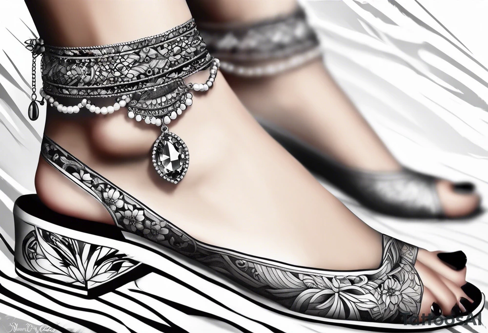 feminine ankle bracelet tattoo idea