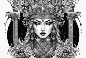 the goddess nemesis sword scary blood hell tattoo idea