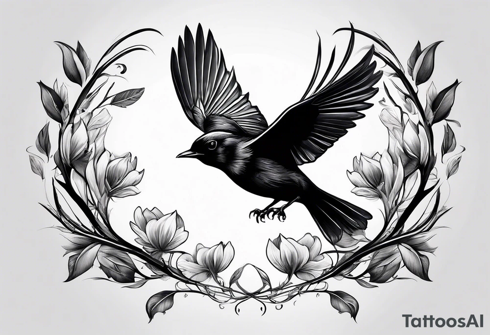 blackbirds in flight tattoo idea