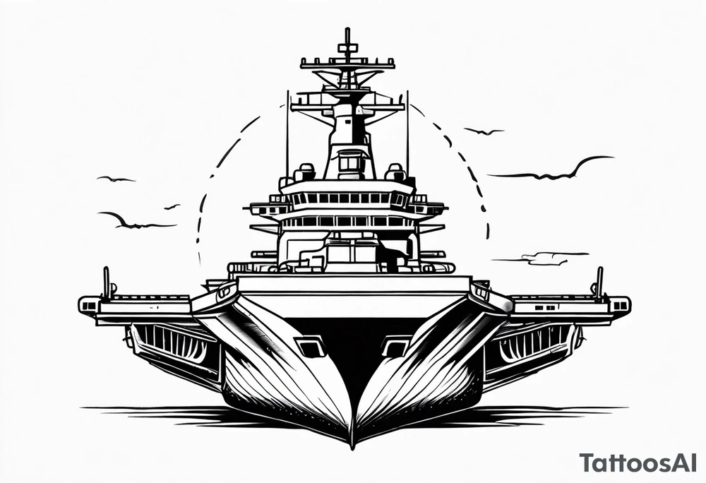 aircraft carrier front view tattoo idea