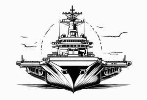 aircraft carrier front view tattoo idea