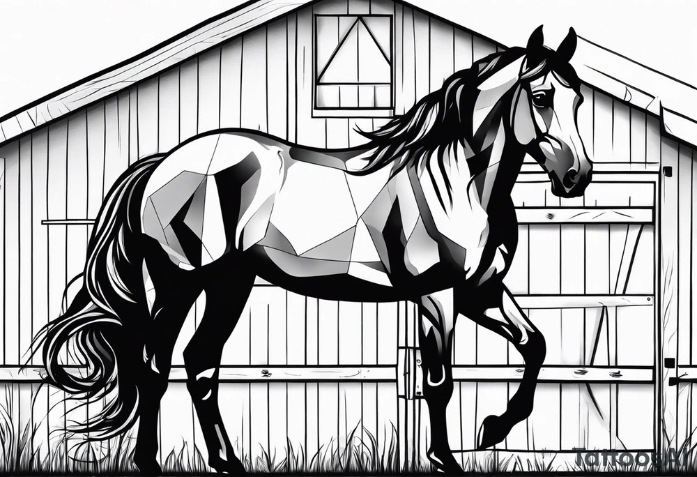 Horse and a barn tattoo idea