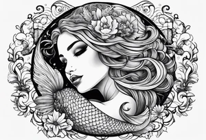 Russian mermaid creepy tattoo idea