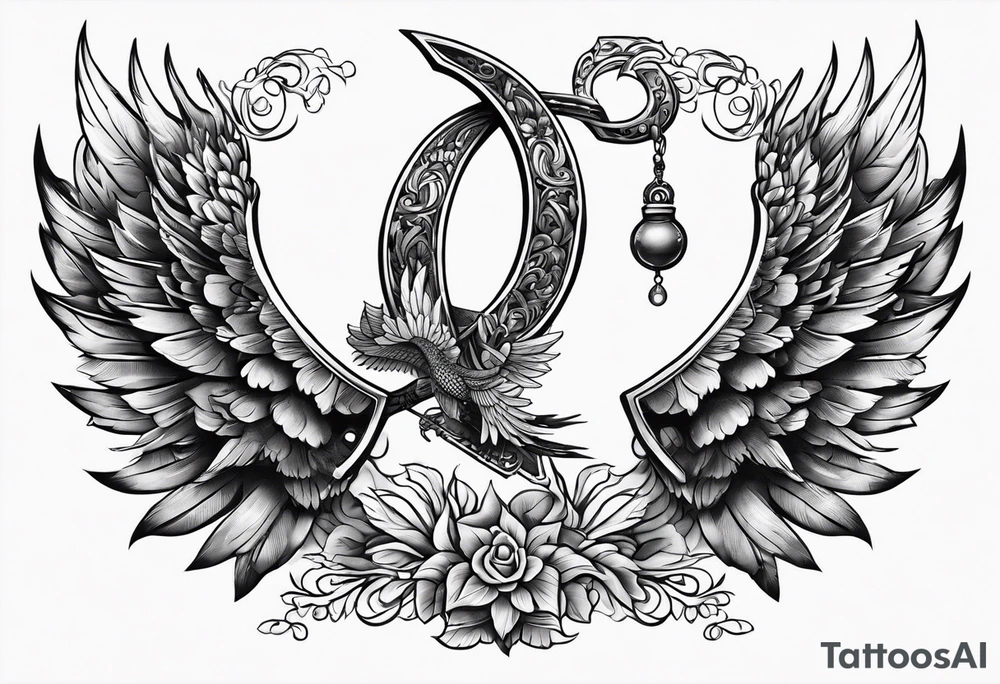 horseshoe with wings tattoo idea