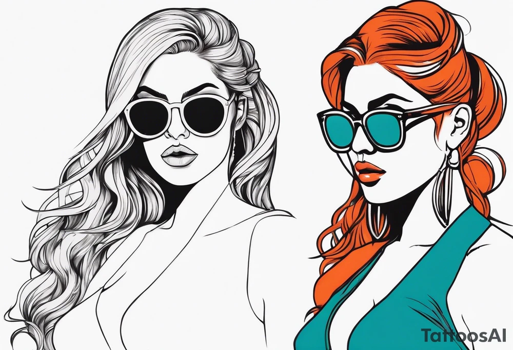 woman with big titts and a capricorn with sunglasses tattoo idea