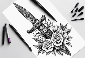 feminine dagger tattoo idea