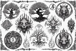 Yggdrasil with Nidhogg and Ratatoskr tattoo idea