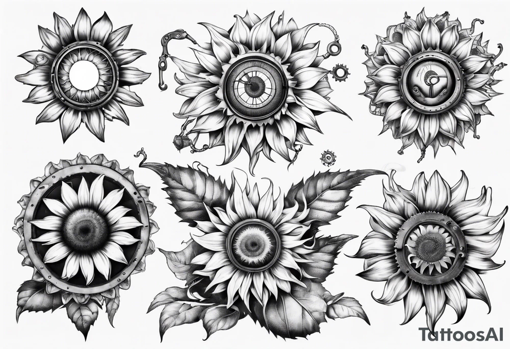 Steam punk sunflower tattoo idea